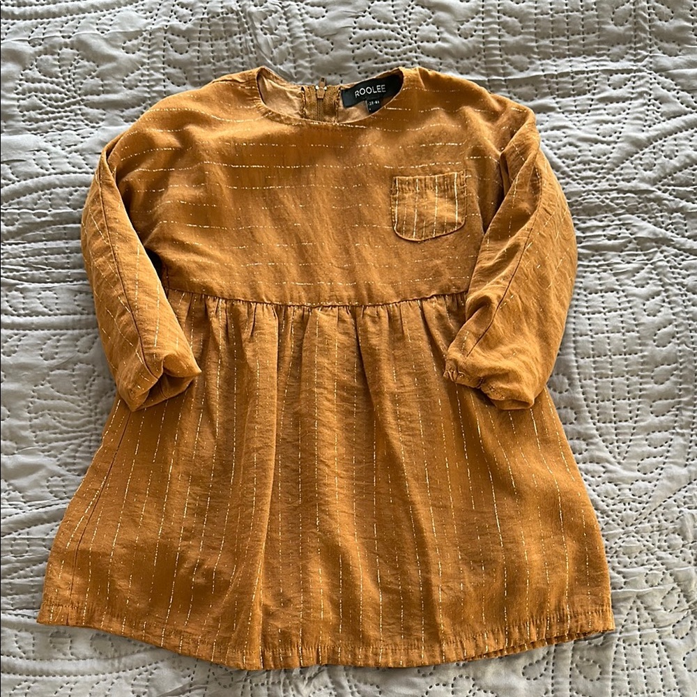 Roolee Toddler Girl Mustard Long Sleeve Dress